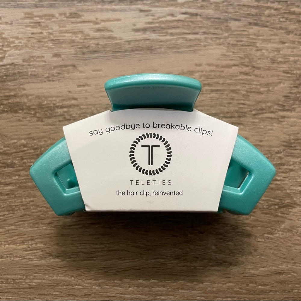 Teleties Turquoise Hair Clip - Small Open Totally Turquoise